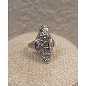 Art Deco Sterling Silver Statement Ring Size 4